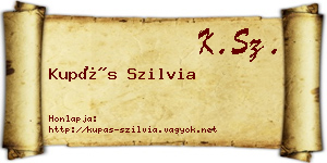 Kupás Szilvia névjegykártya